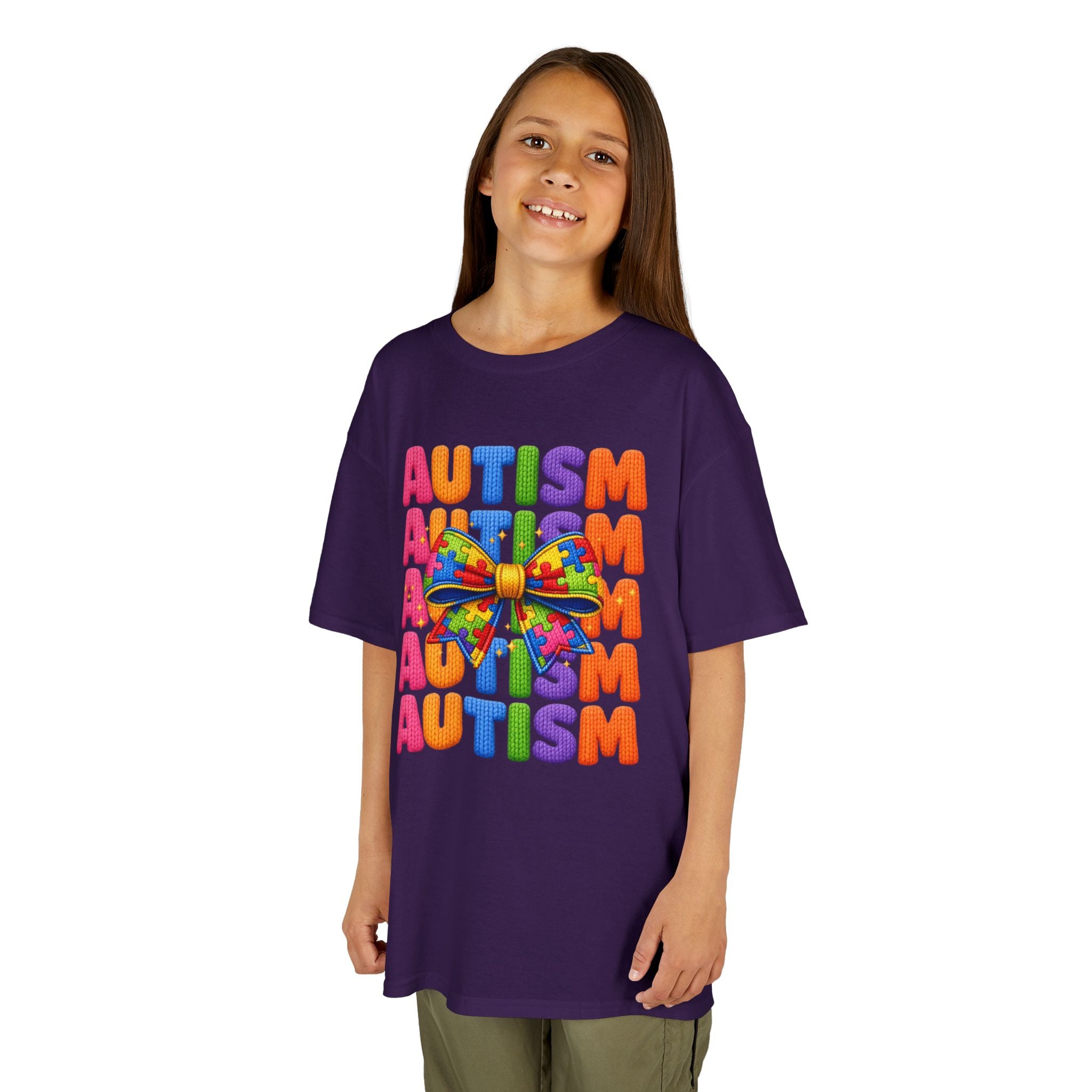 Kids Autism Awareness T-Shirt — Colorful Puzzle Ribbon Design