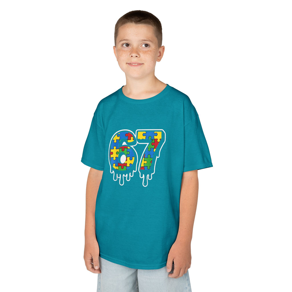 Kids Puzzle Number 67 T-Shirt — Colorful Autism Awareness Tee