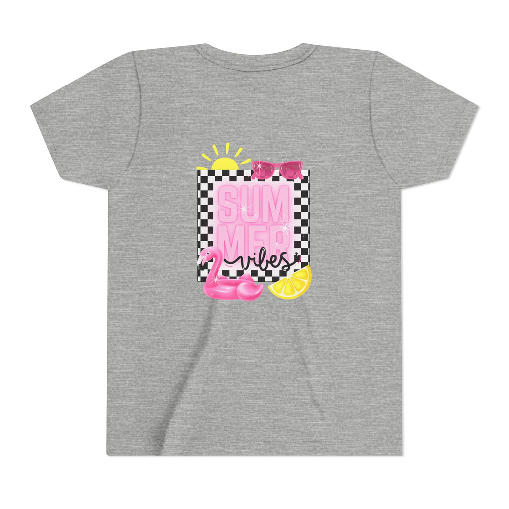 Youth Tee — "SUMMER Vibes" Pink Floaty Checkerboard Kids T-Shirt