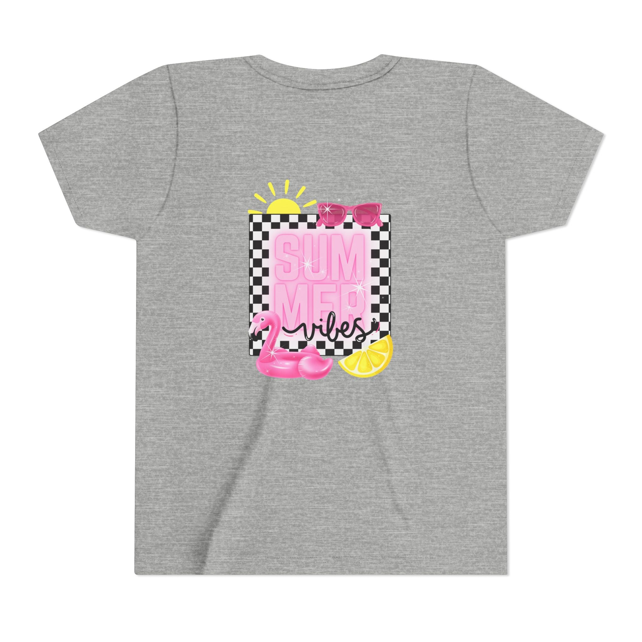 Youth Tee — "SUMMER Vibes" Pink Floaty Checkerboard Kids T-Shirt