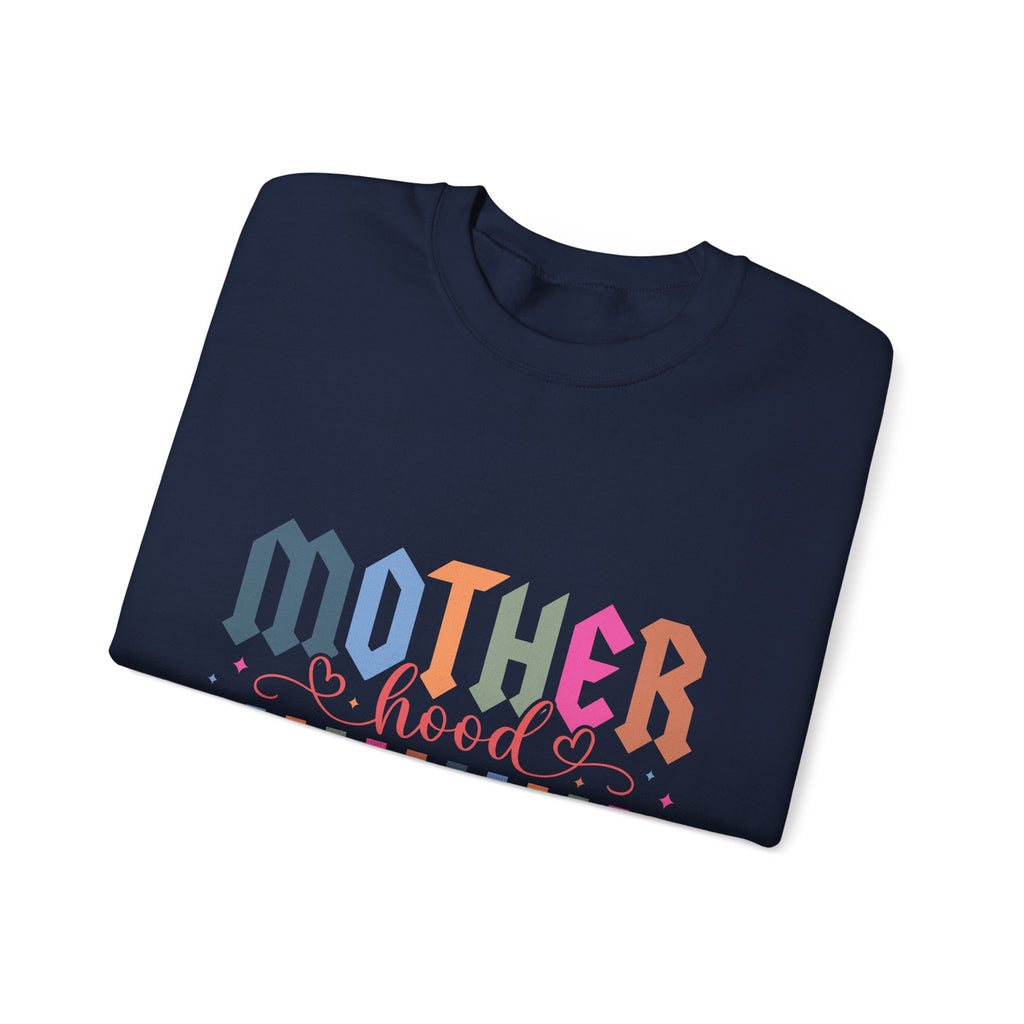 Motherhood Crewneck Sweatshirt — 'Mother Hood' Retro Colorful Mom Pullover