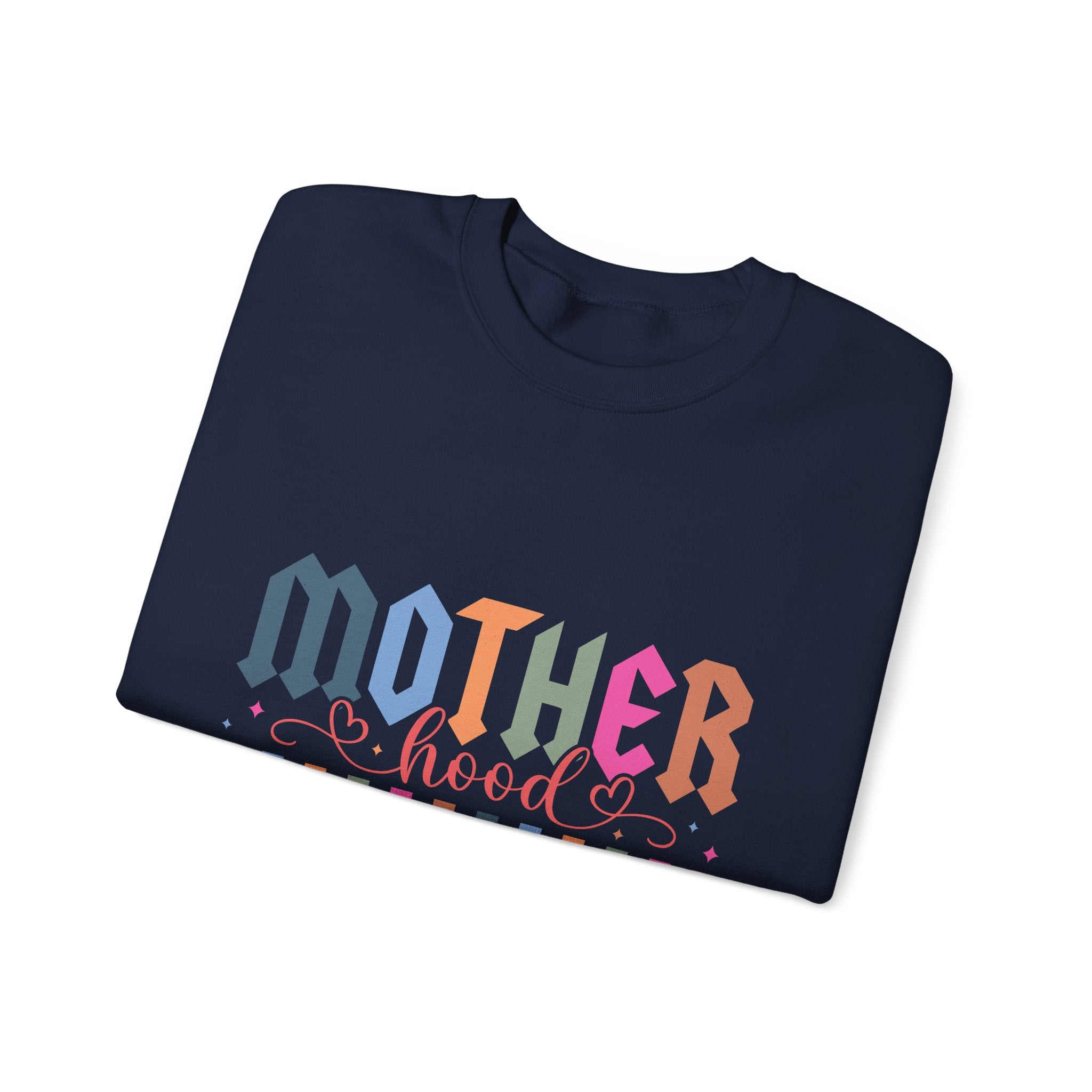 Motherhood Crewneck Sweatshirt — 'Mother Hood' Retro Colorful Mom Pullover