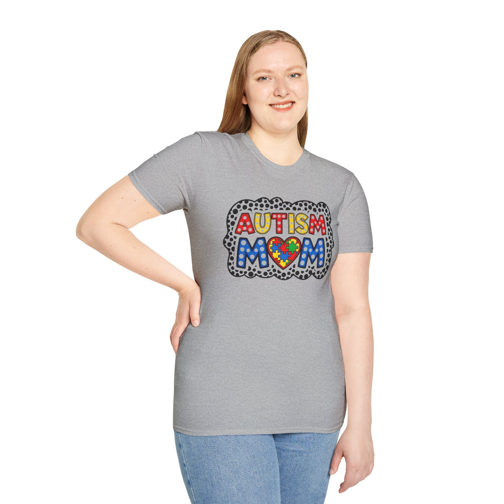 Autism Mom T-Shirt — Colorful Puzzle Heart Support Tee