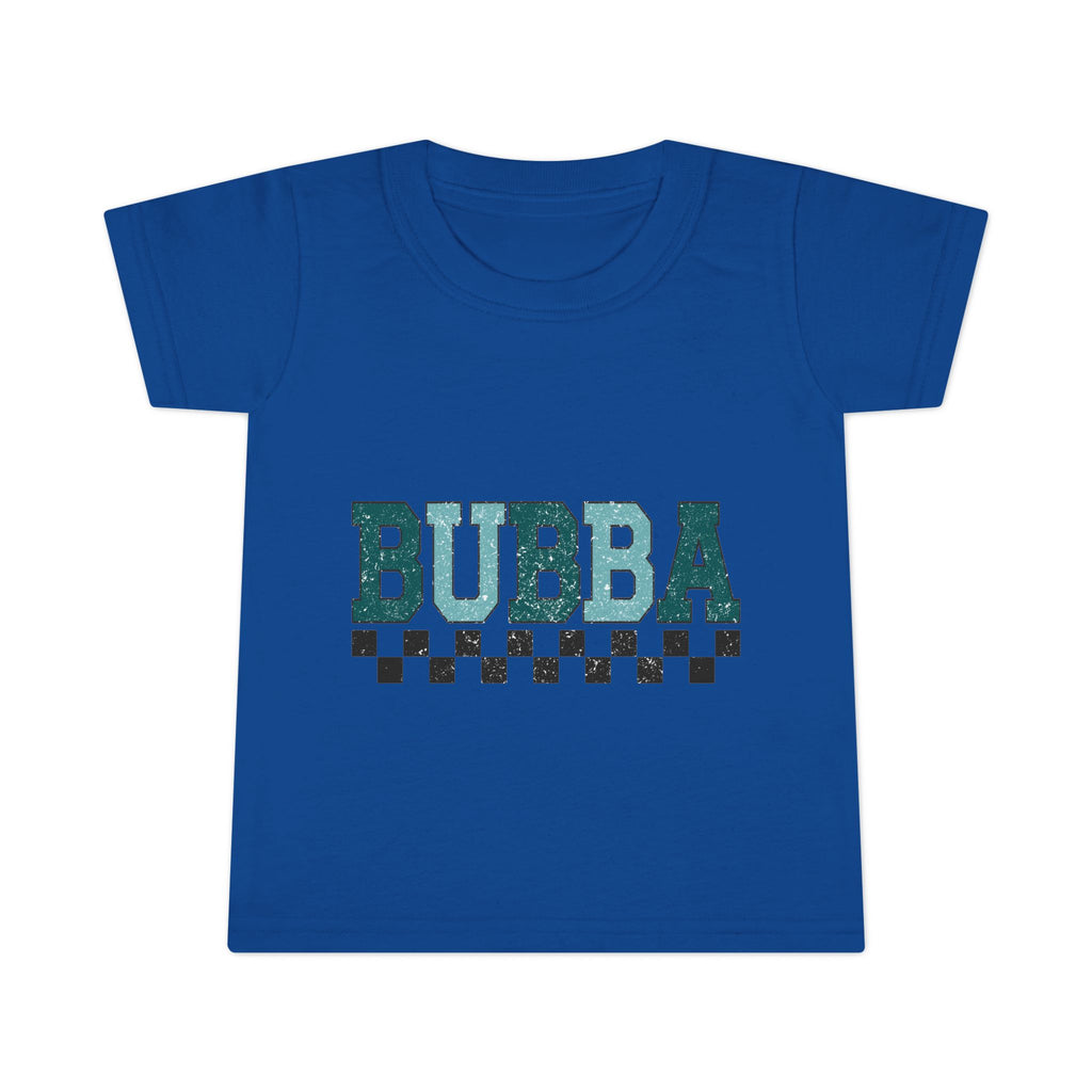 Bubba Toddler T-Shirt — Teal Retro Checkered Kids Tee