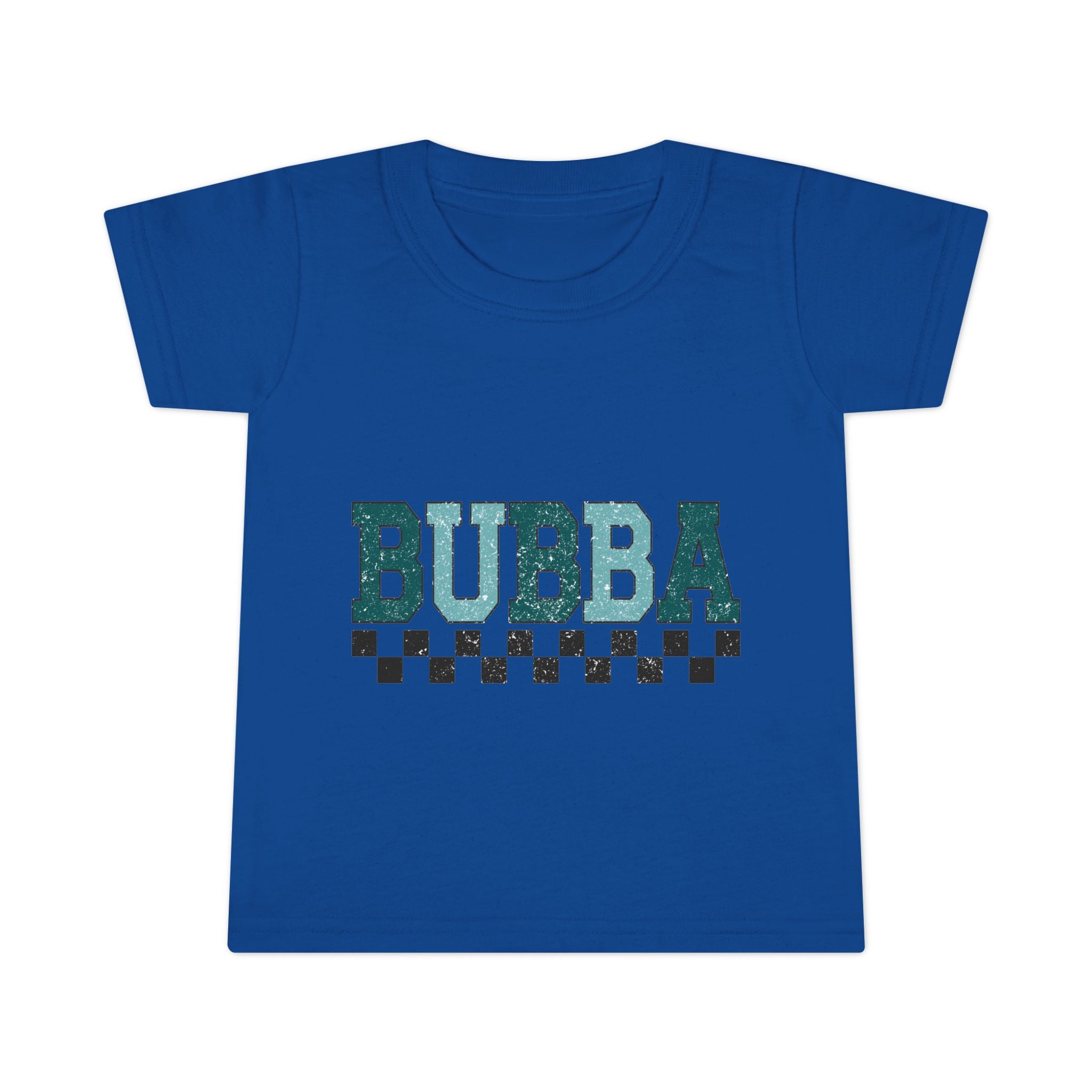 Bubba Toddler T-Shirt — Teal Retro Checkered Kids Tee