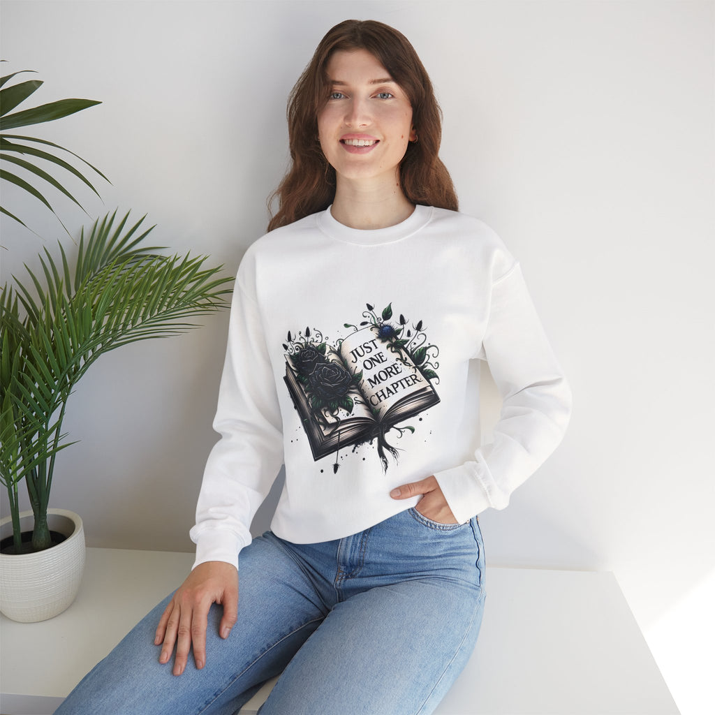 Book Lover Sweatshirt — "Just One More Chapter" Cozy Reader Crewneck