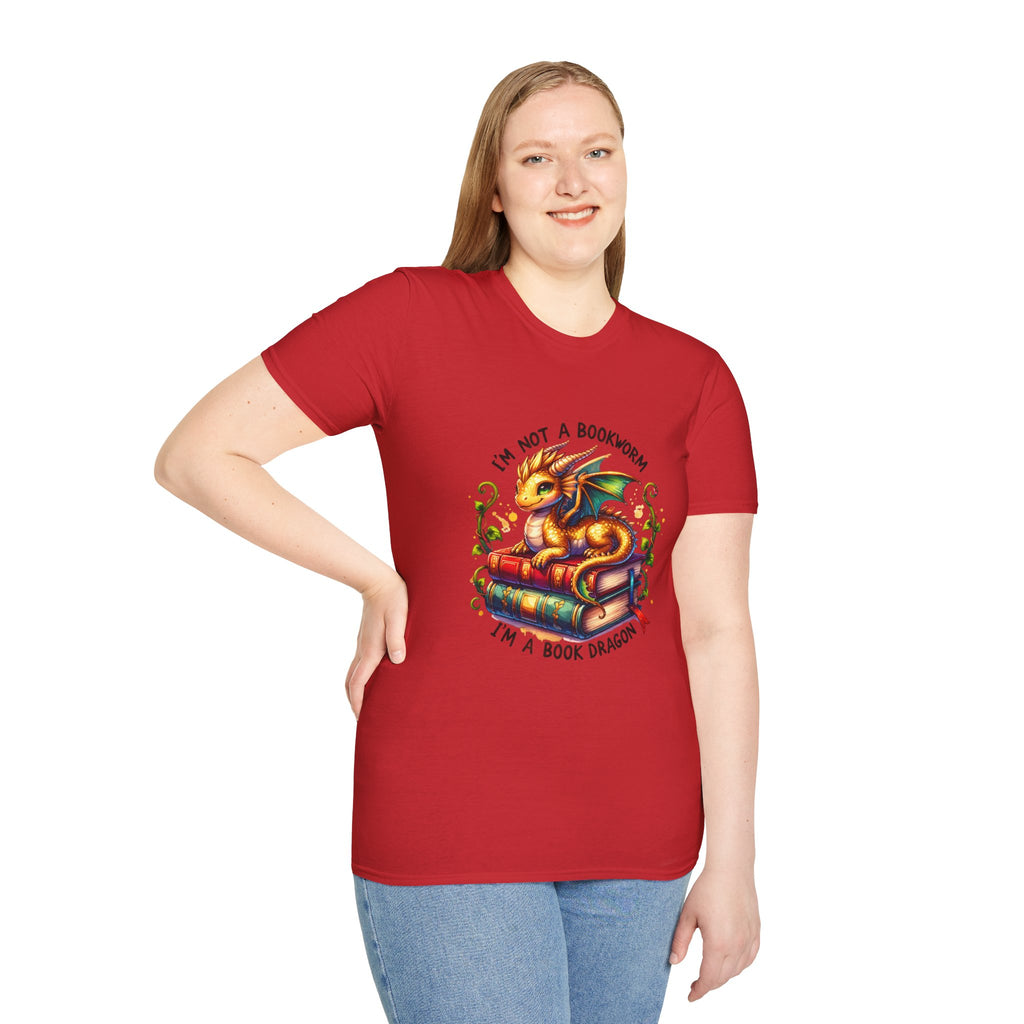 Book Dragon T-Shirt — "I'm Not a Bookworm, I'm a Book Dragon" Reading Tee