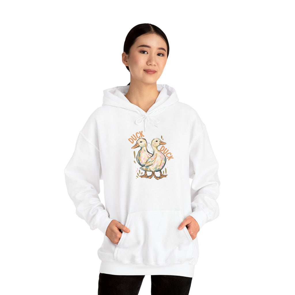 Duck & Goose Hoodie — Cute Waterfowl Graphic Pullover ("Duck Duck" Front, "Goose" Back)