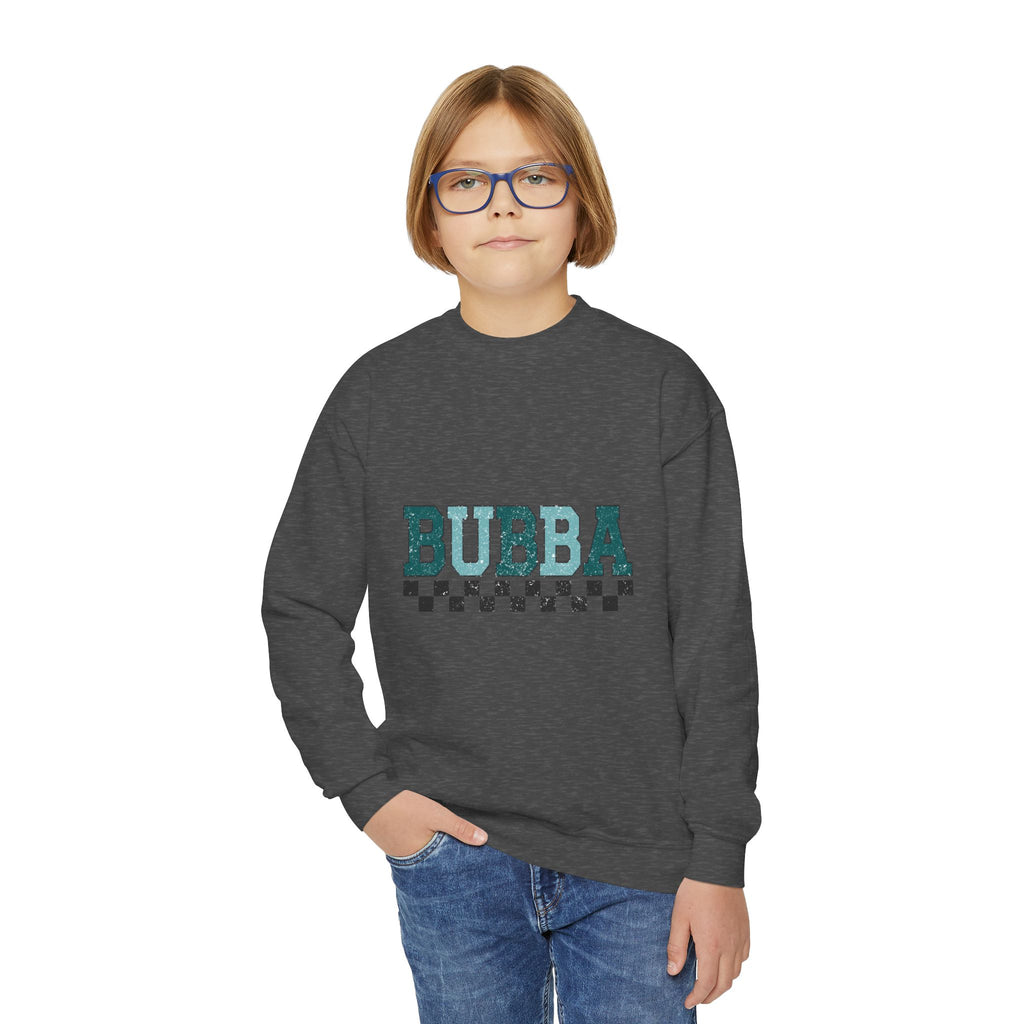 Youth Crewneck Sweatshirt - "BUBBA" Retro Checkerboard Graphic