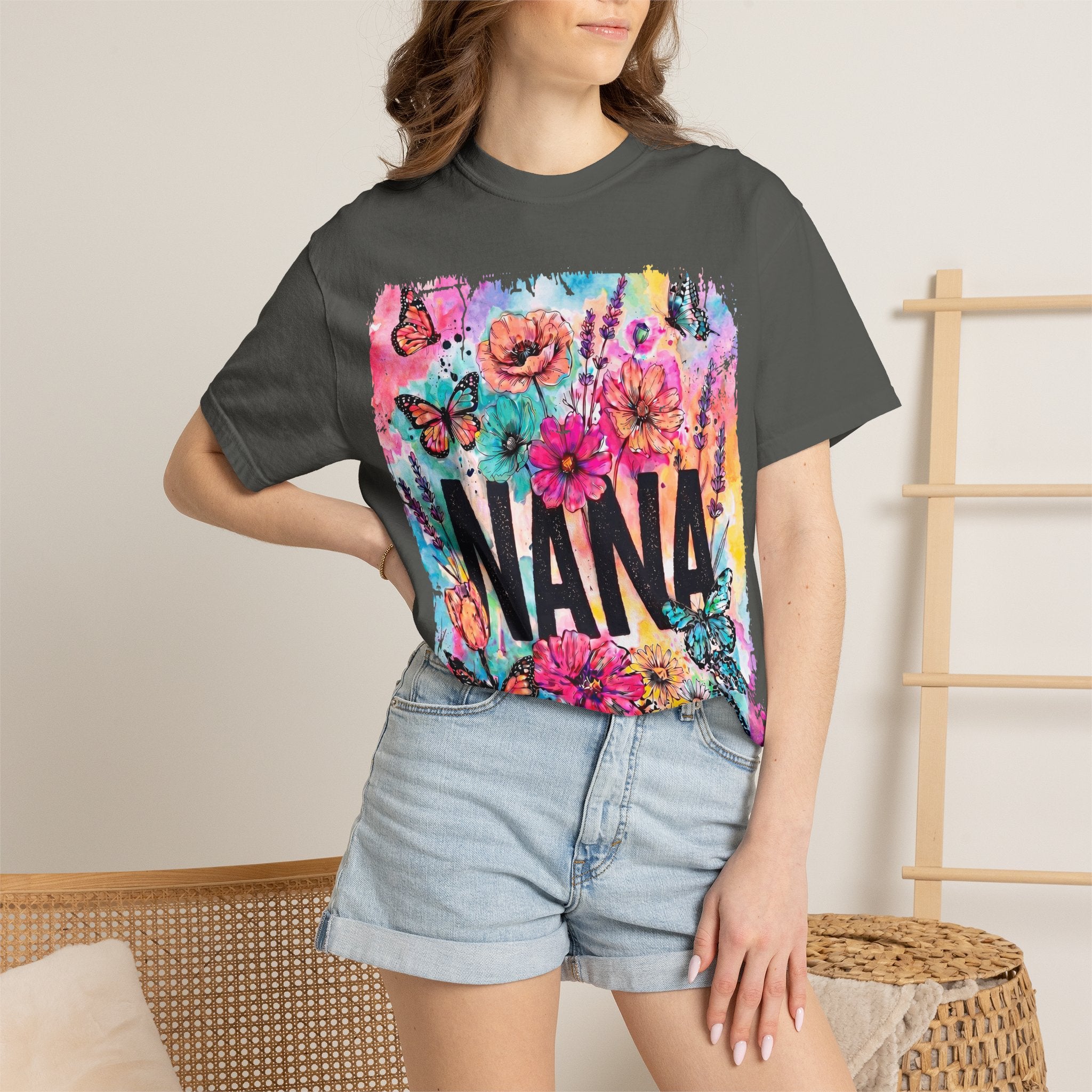 Nana Floral Butterfly T-Shirt — Colorful Grandma Gift for Mother’s Day