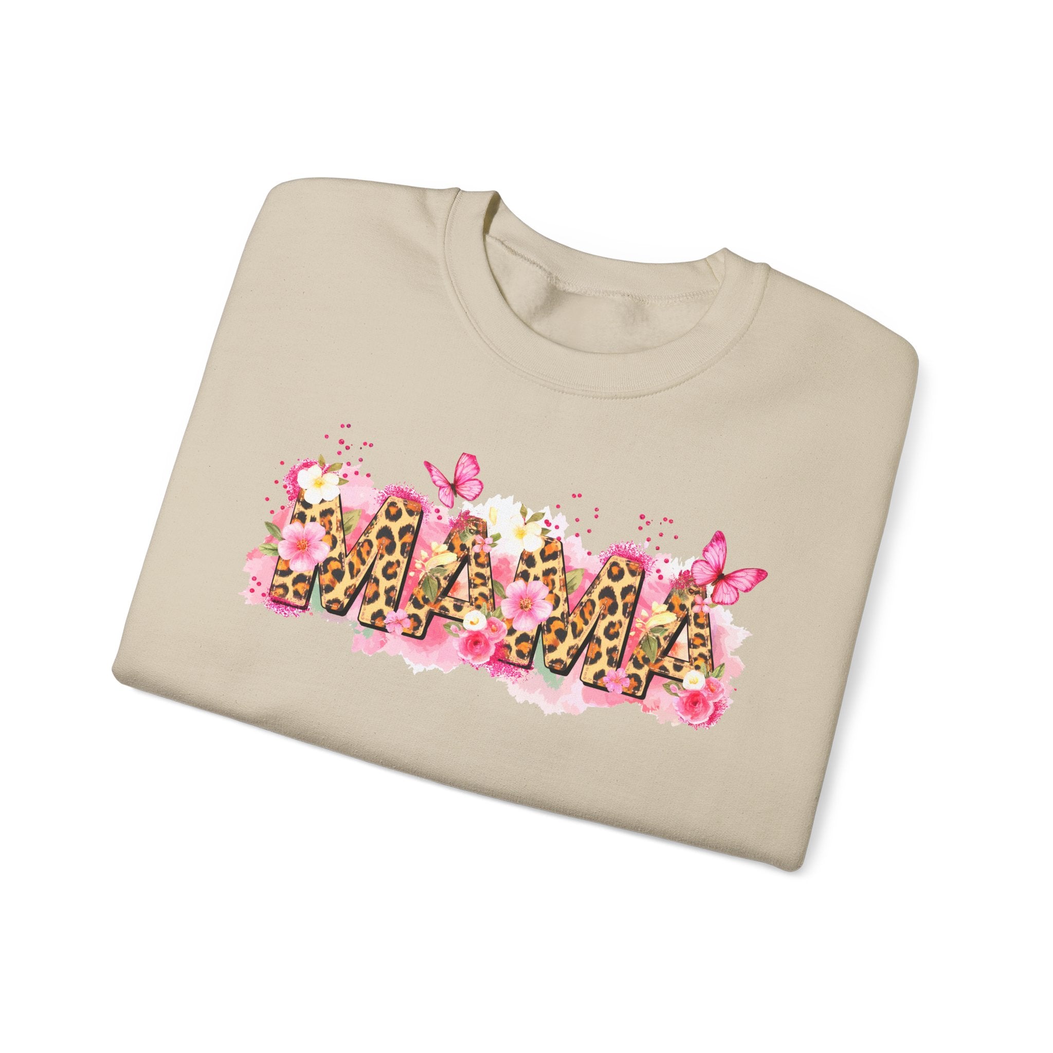 Mama Leopard Floral Crewneck Sweatshirt – Pink Butterflies