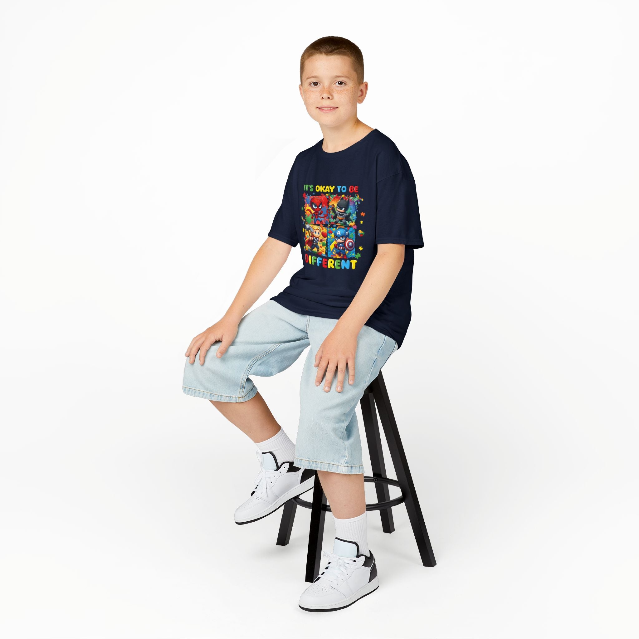 Kids 'It's Okay to Be Different' Graphic Tee — Colorful Inclusive Cartoon Design