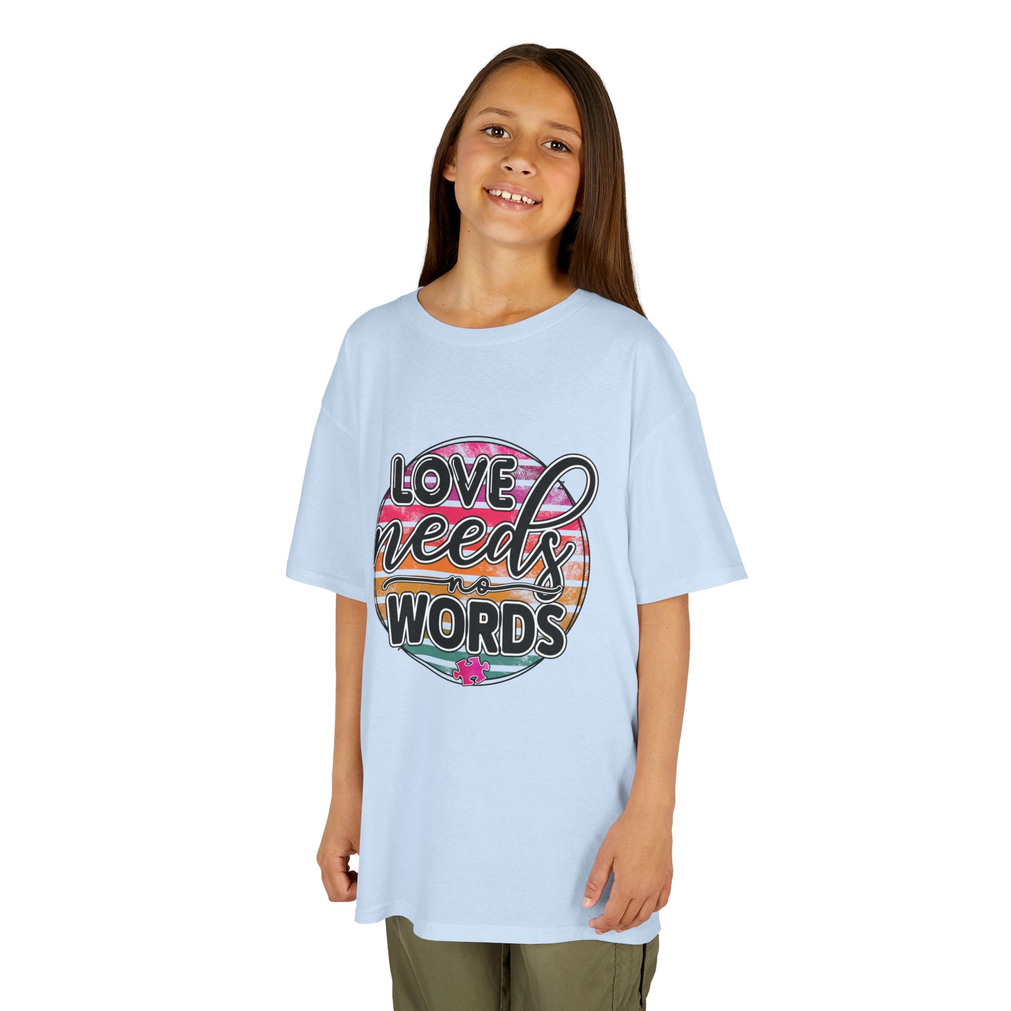 Kids Tee - "Love Needs Words" Colorful Circle Graphic