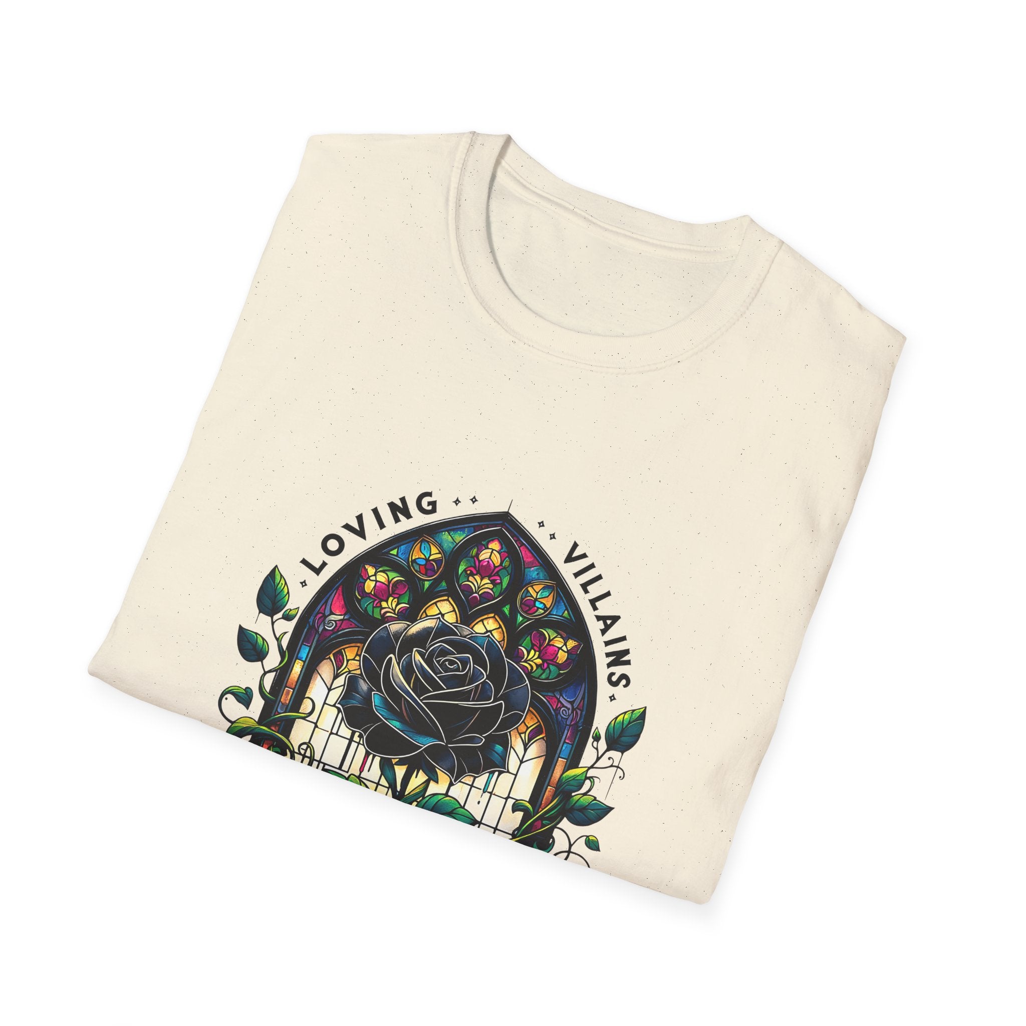 Loving Villains Rose Window T-Shirt — Gothic Floral 'Since Page One' Tee