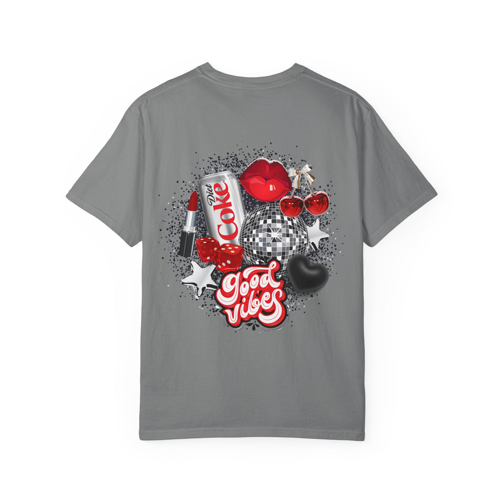 Cherry Graphic T-Shirt — Retro "Good Vibes" Back Print