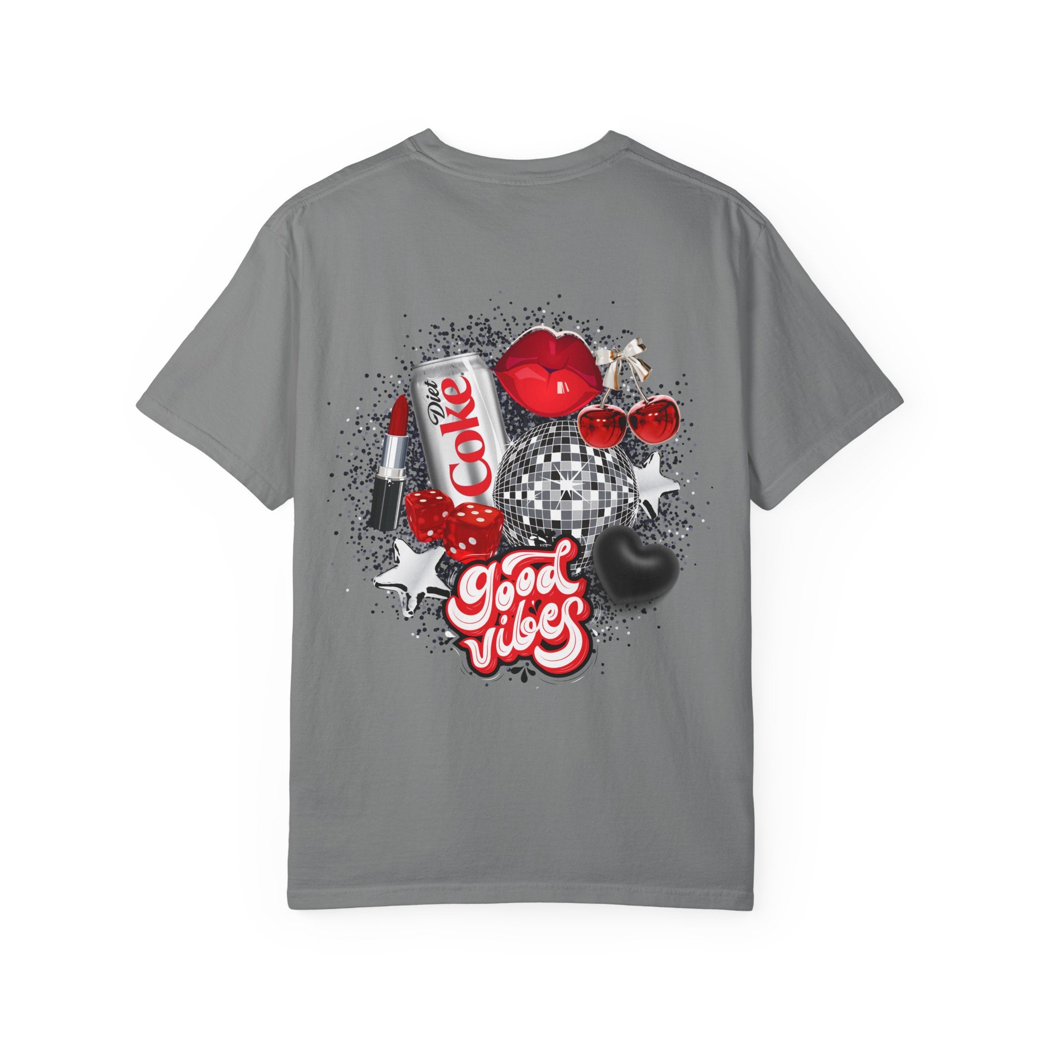 Cherry Graphic T-Shirt — Retro "Good Vibes" Back Print