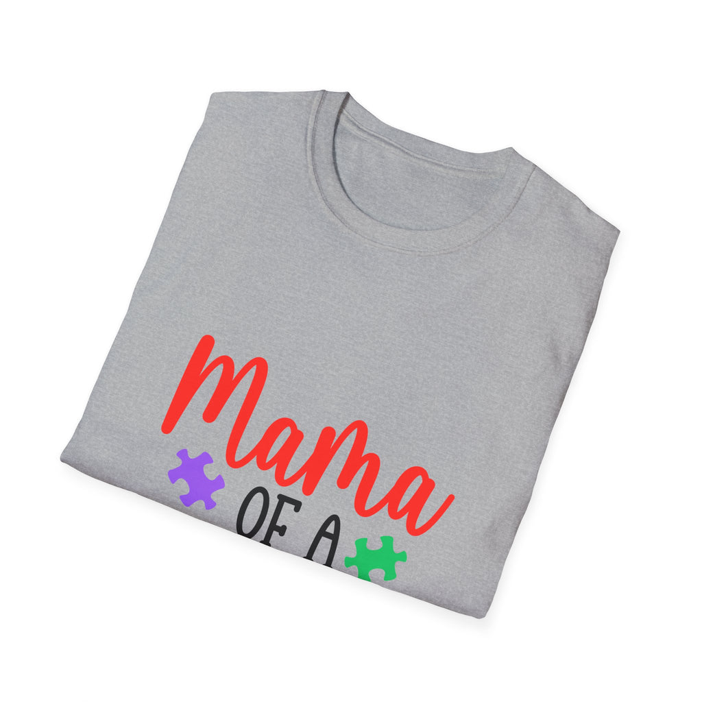 Mama of a Warrior Autism Puzzle Ribbon T-Shirt