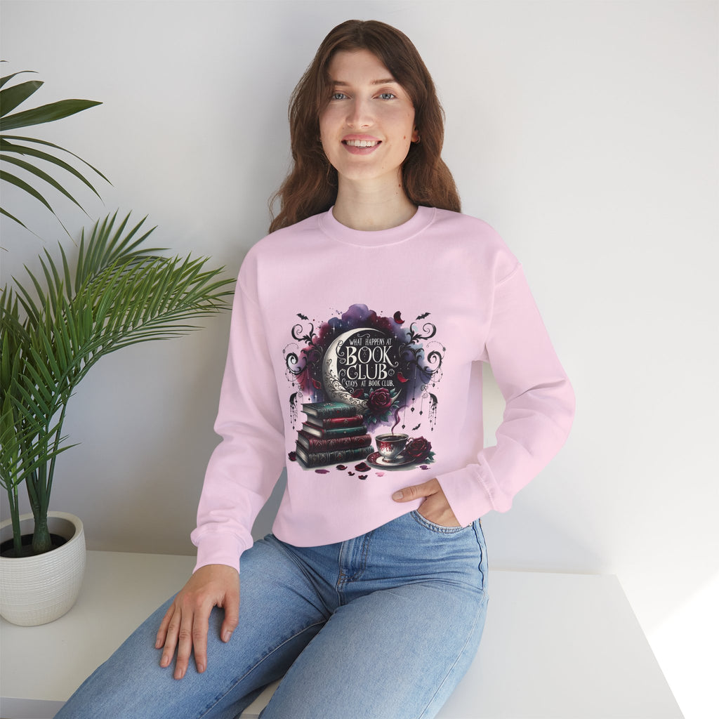 Book Club Crewneck Sweatshirt — Cozy Literary Stack & Tea Design