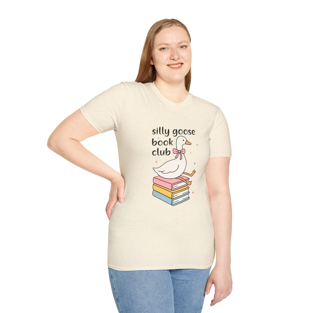 Silly Goose Book Club T-Shirt — Cute Reading Tee with Goose on Books