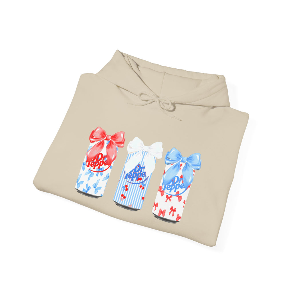 Gift Box Trio Hoodie - Red White Blue Ribbon Holiday Sweatshirt