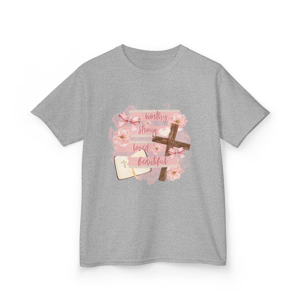 Kids T-Shirt — Pink Floral 'Daddy's Little Love' Cross Design