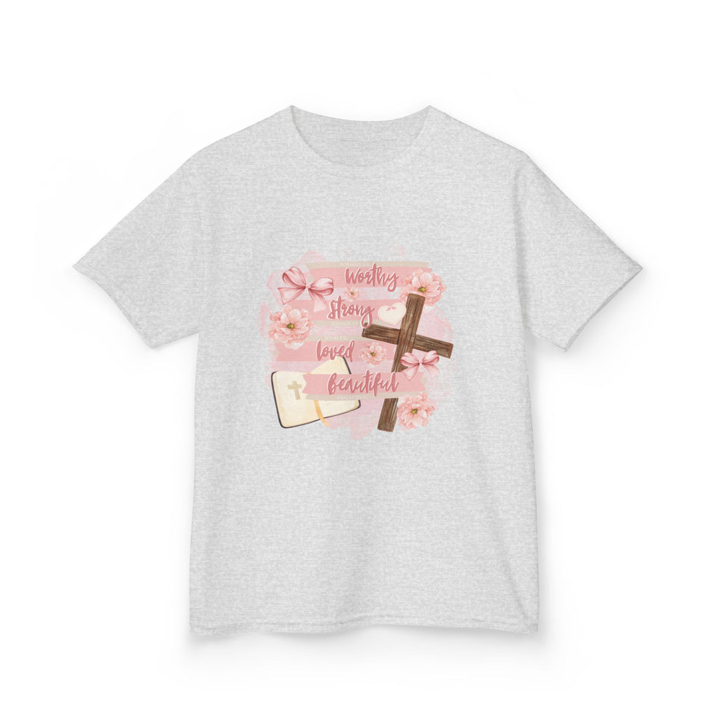 Kids T-Shirt — Pink Floral 'Daddy's Little Love' Cross Design