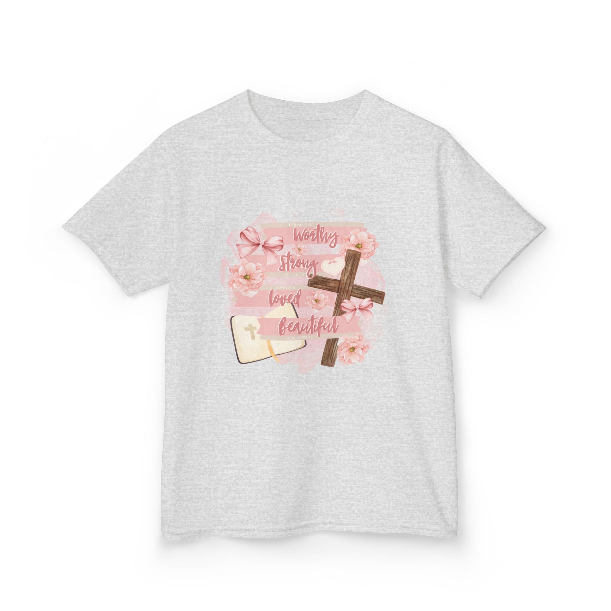 Kids T-Shirt — Pink Floral 'Daddy's Little Love' Cross Design
