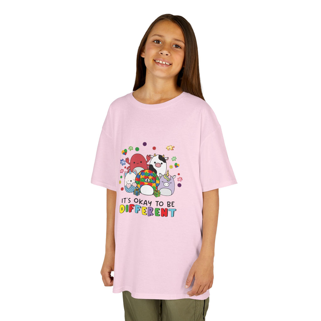 Kids Tee — "It's Okay to Be Different" Colorful Diversity Cartoon Shirt