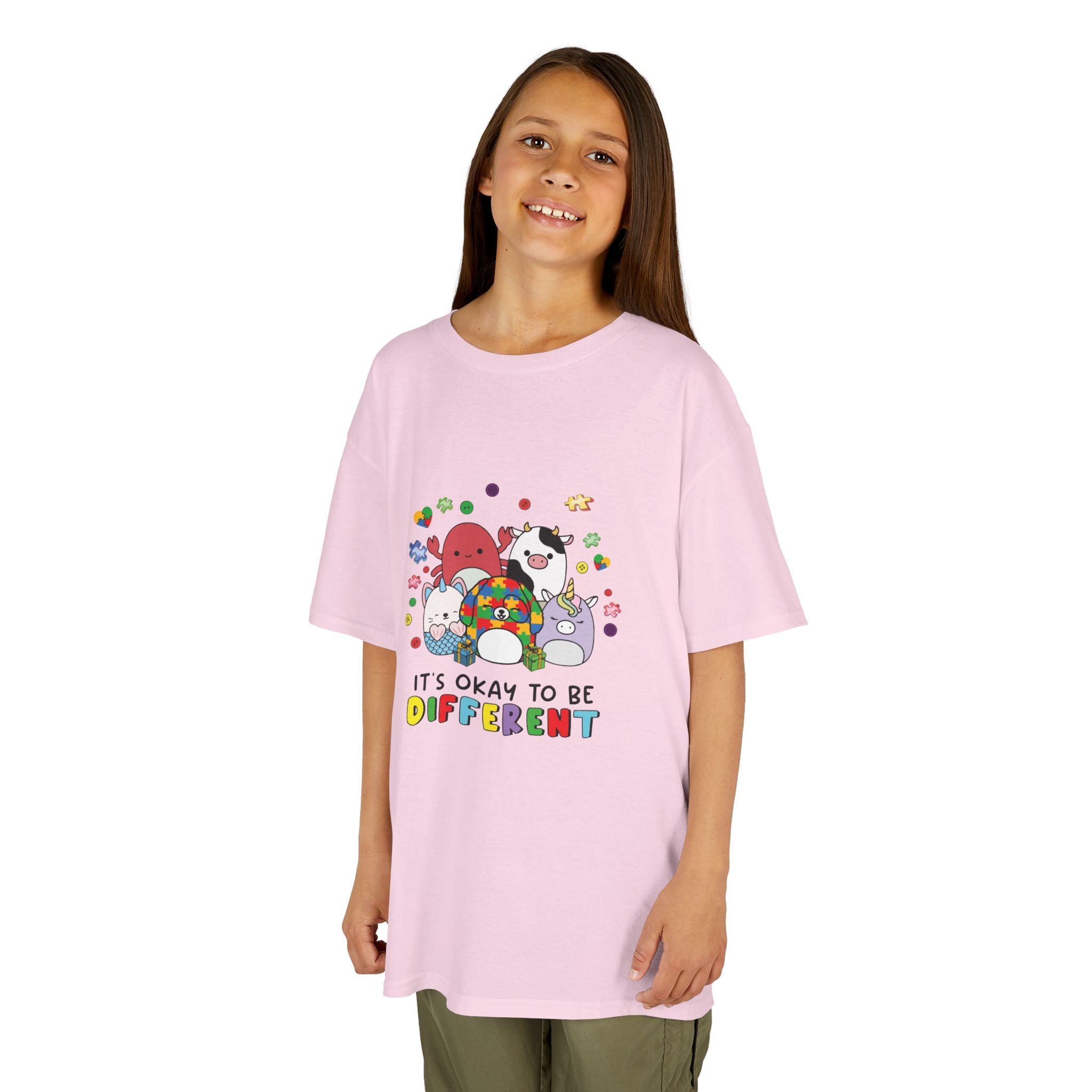 Kids Tee — "It's Okay to Be Different" Colorful Diversity Cartoon Shirt