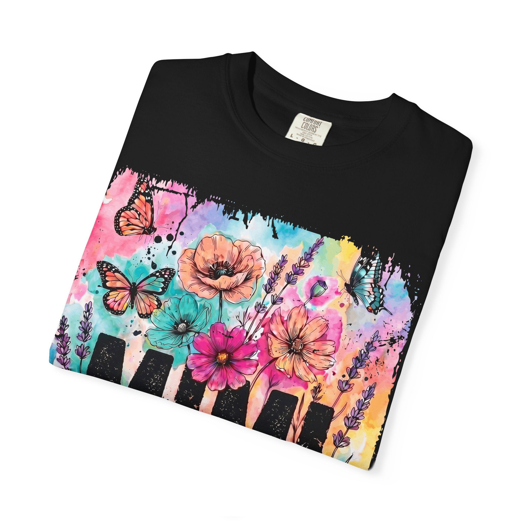 MIMI Floral Butterflies T-Shirt — Colorful Watercolor Garden Tee