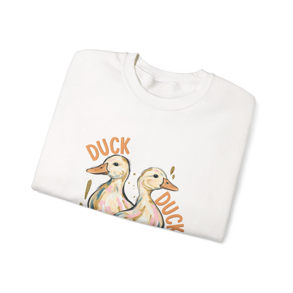 Double-sided Duck Duck Goose Crewneck Sweatshirt – Cute Watercolor Ducks Graphic