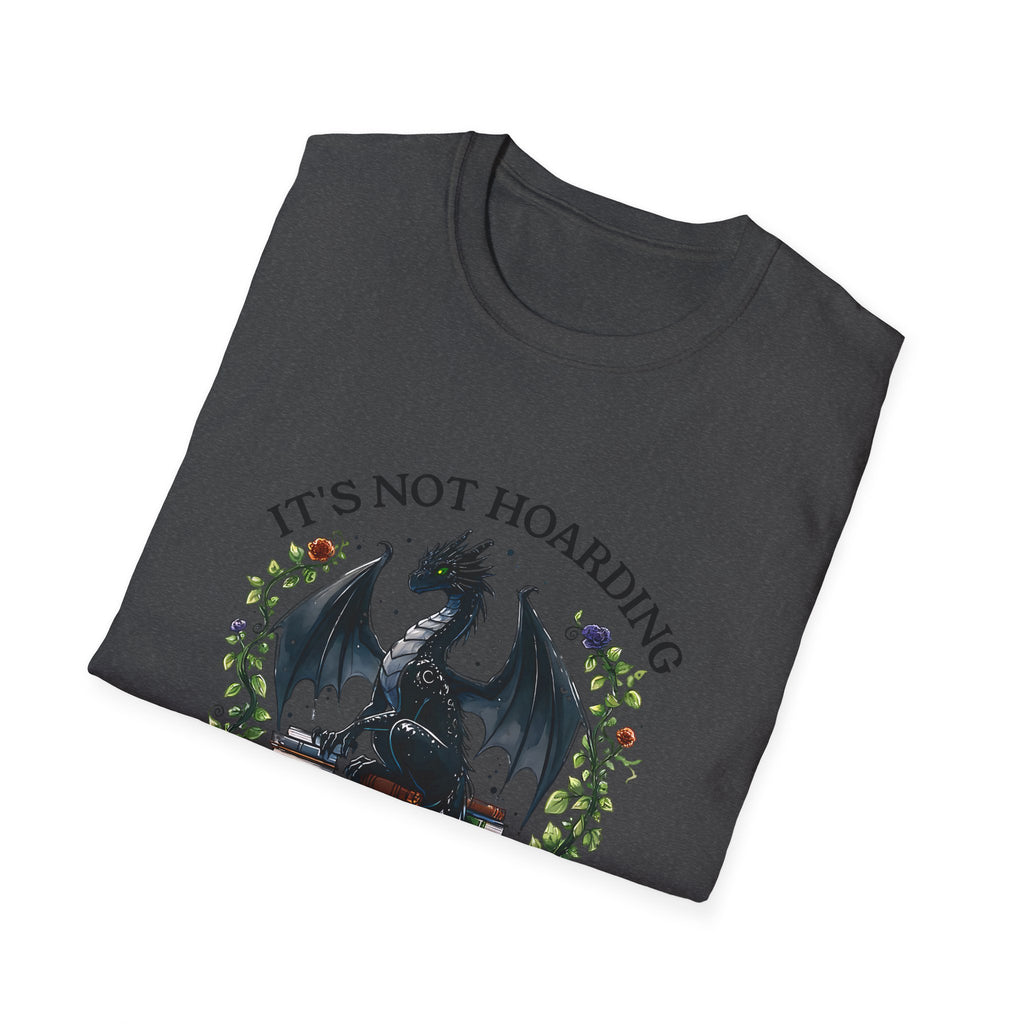 Dragon Reading T-Shirt — "It's Not Hoarding If It's Books" Book Lover Tee
