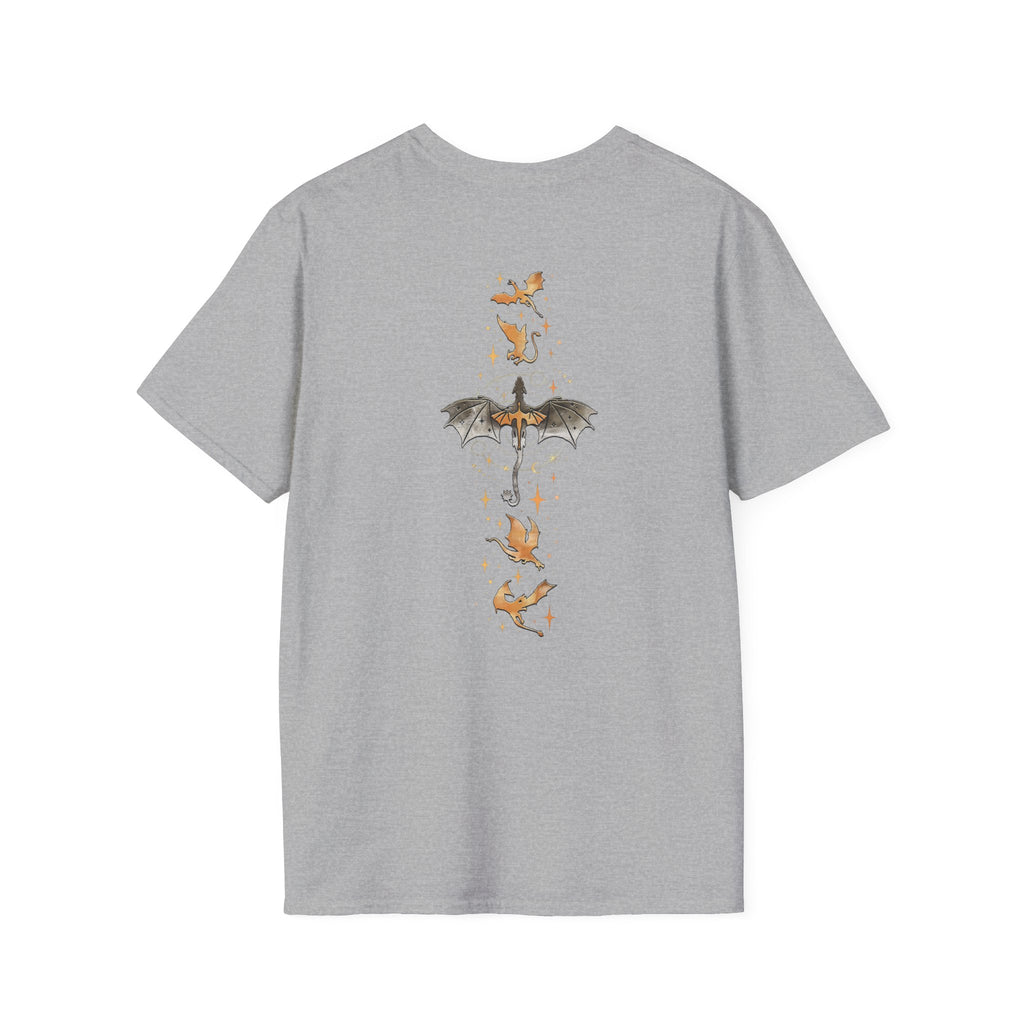 Book Dragon T-Shirt — Vintage Magical Books & Bat Illustration