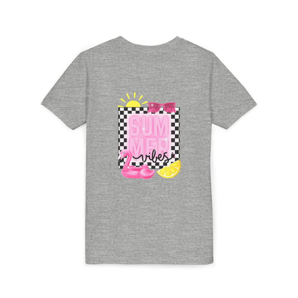 Youth Tee — "SUMMER Vibes" Pink Floaty Checkerboard Kids T-Shirt