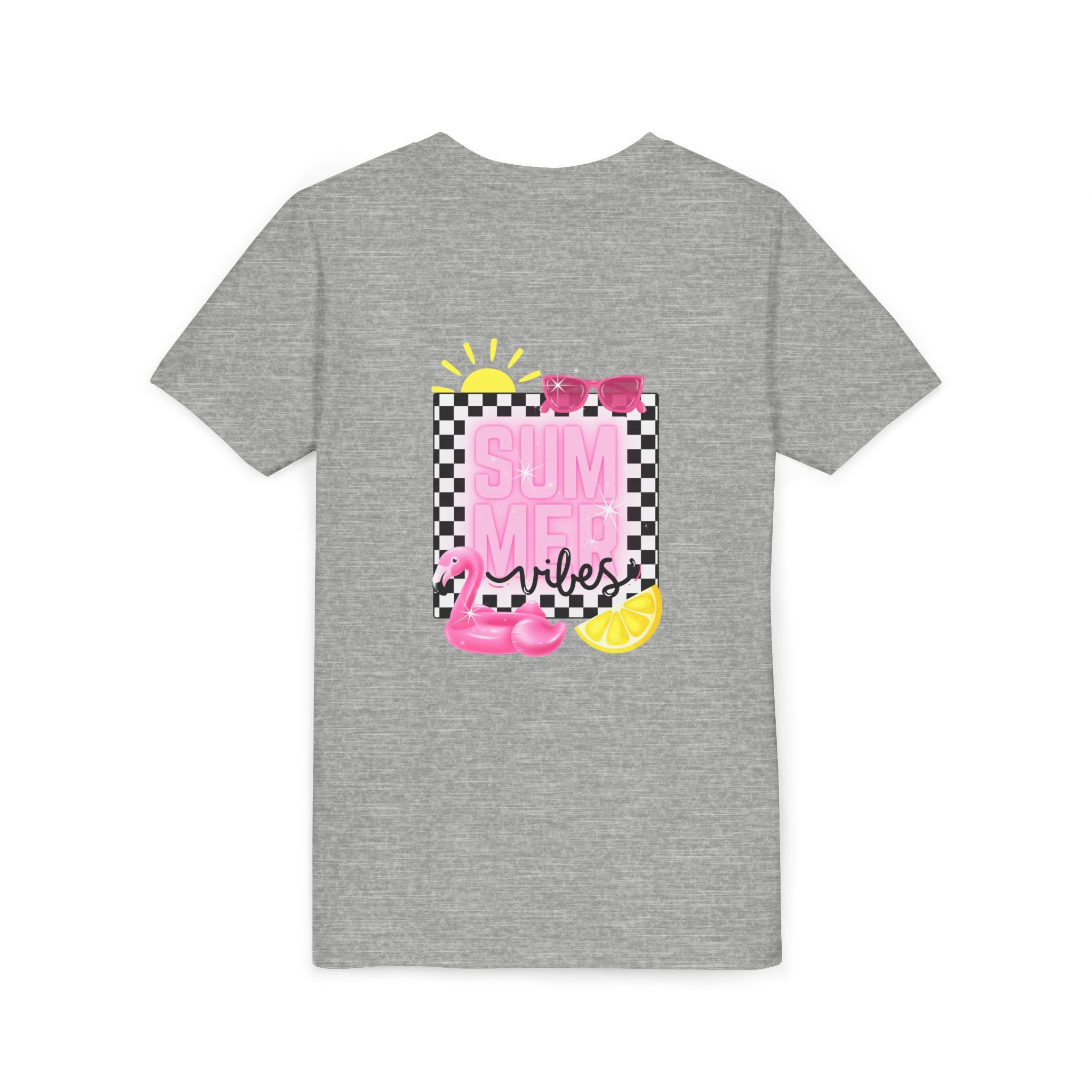 Youth Tee — "SUMMER Vibes" Pink Floaty Checkerboard Kids T-Shirt