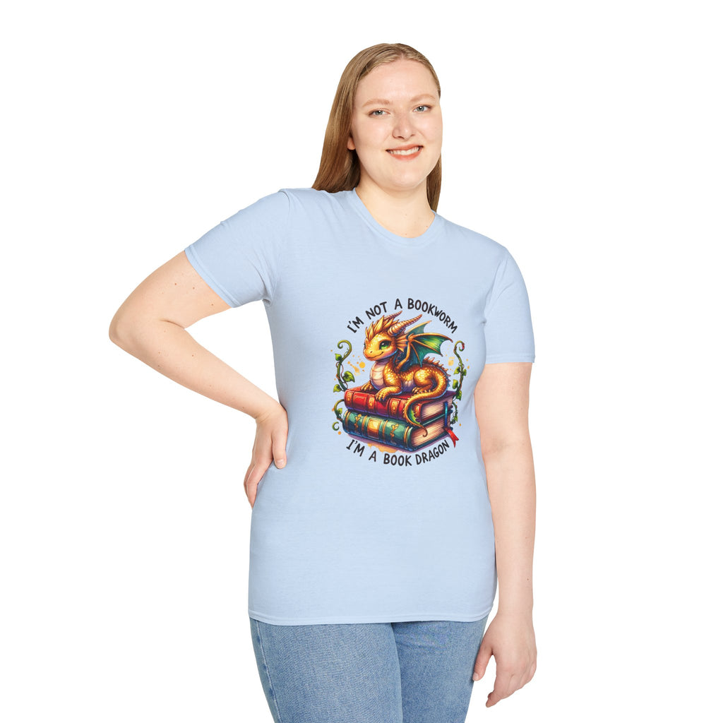 Book Dragon T-Shirt — "I'm Not a Bookworm, I'm a Book Dragon" Reading Tee