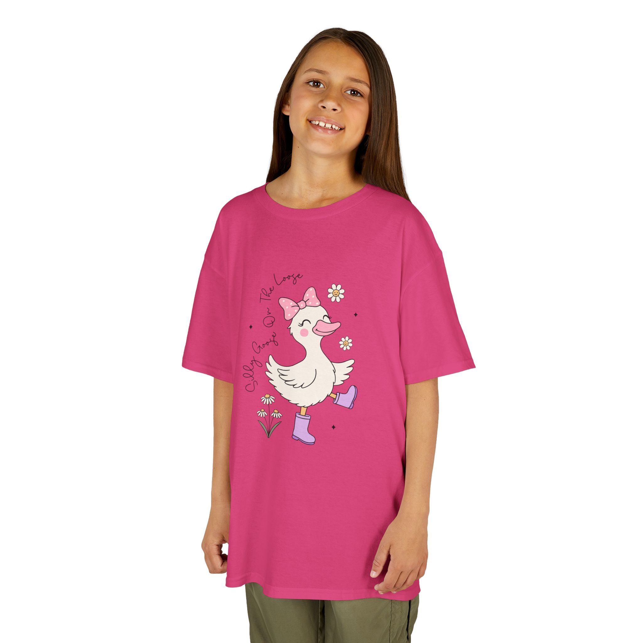 Kids Duck with Bow & Boots T-Shirt — Cute Dancing Duck Graphic Tee for Girls