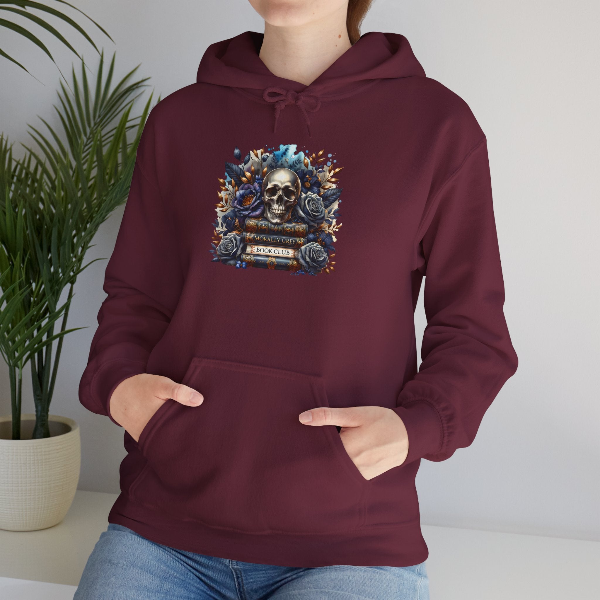 Skull & Roses Hoodie — Gothic Floral Skull Graphic Sweatshirt