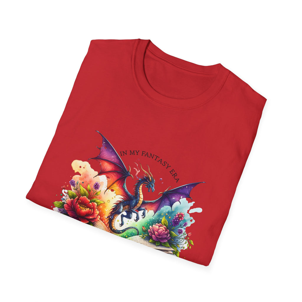Fantasy Dragon Book T-Shirt — 'Live in My Fantasy' Colorful Storybook Design