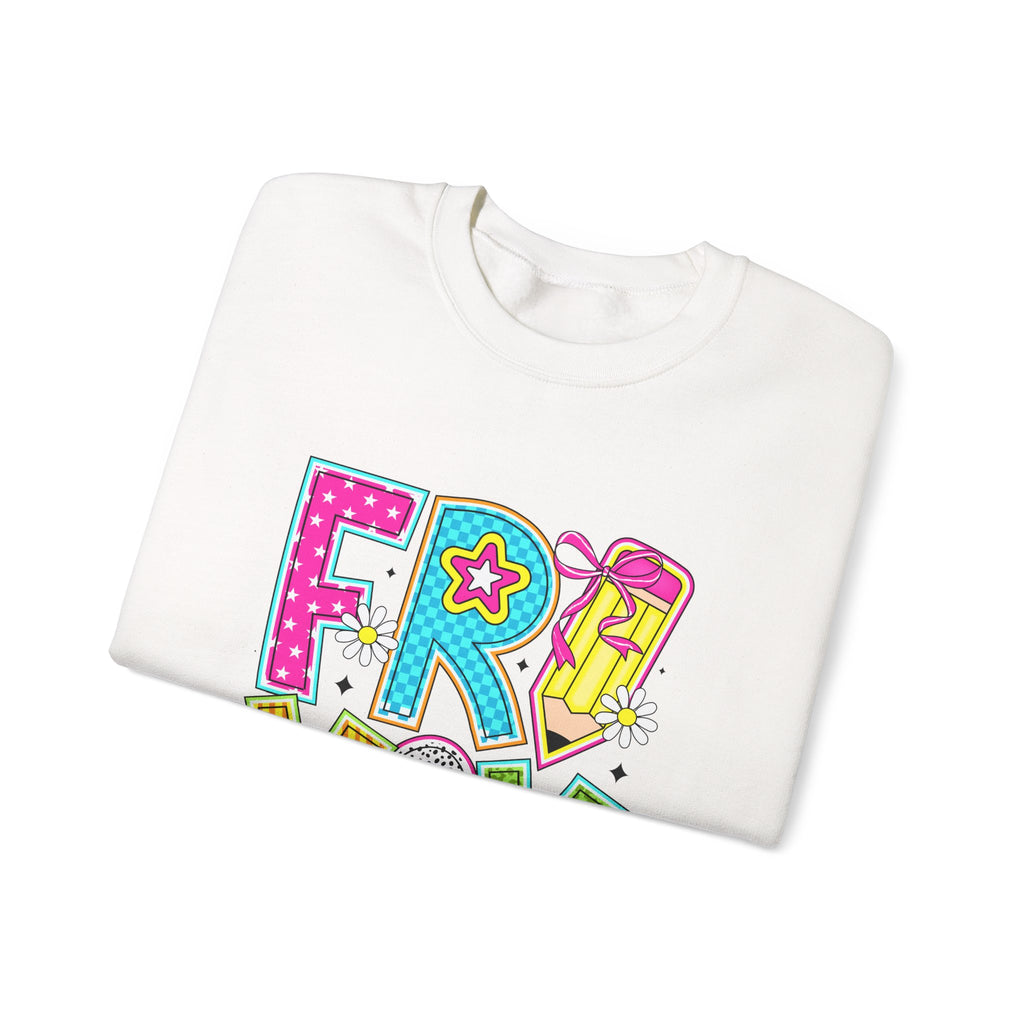 Fro-Yay Crewneck Sweatshirt — Colorful Retro Cartoon Graphic