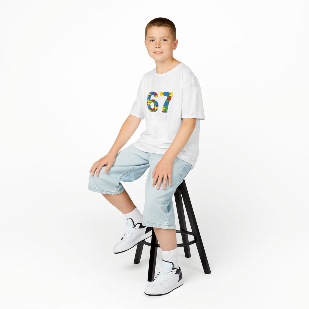 Kids Puzzle Number 67 T-Shirt — Colorful Autism Awareness Tee