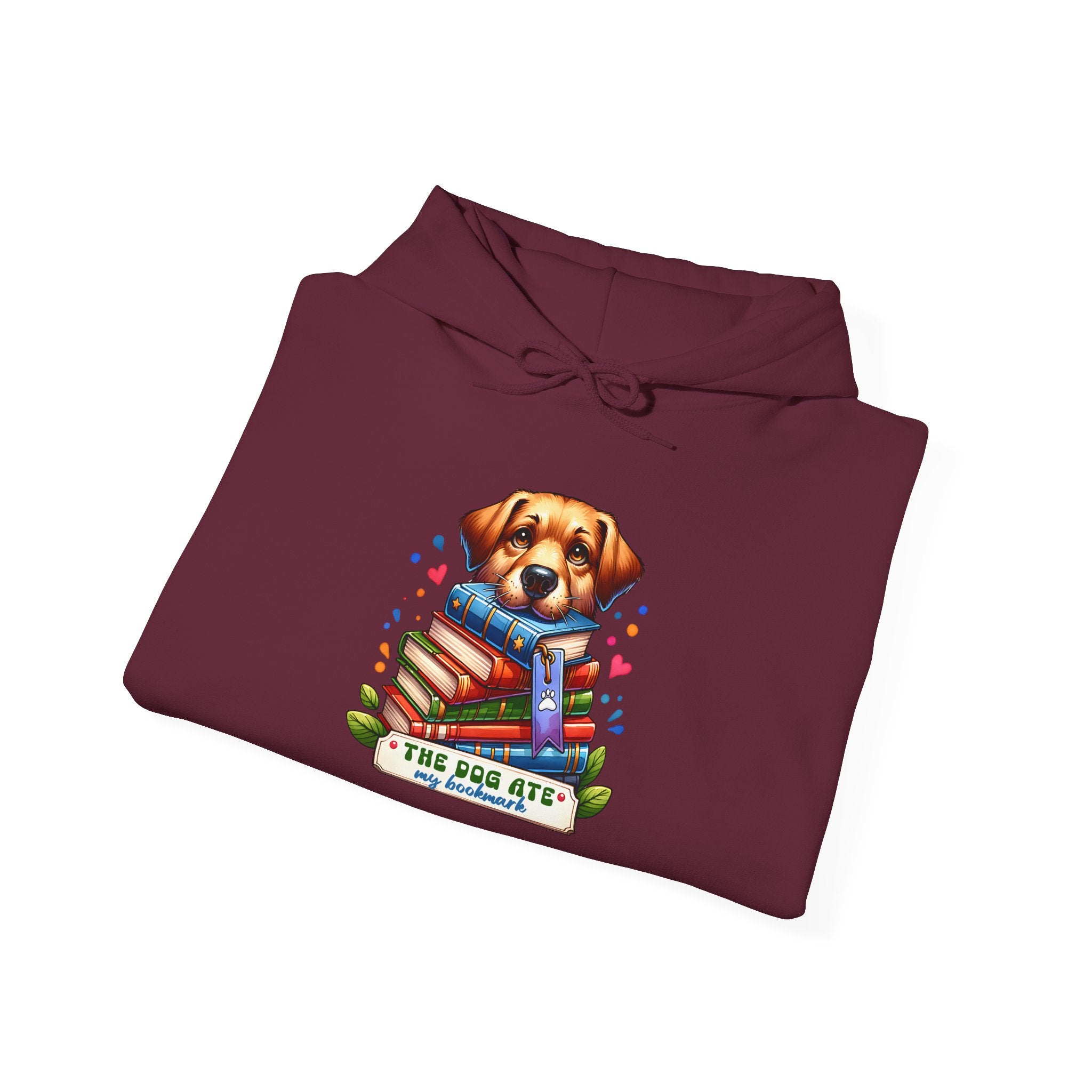 Dog Mom Hoodie — Cute Puppy Reading Books "The Dog Ate" Graphic Sweatshirt