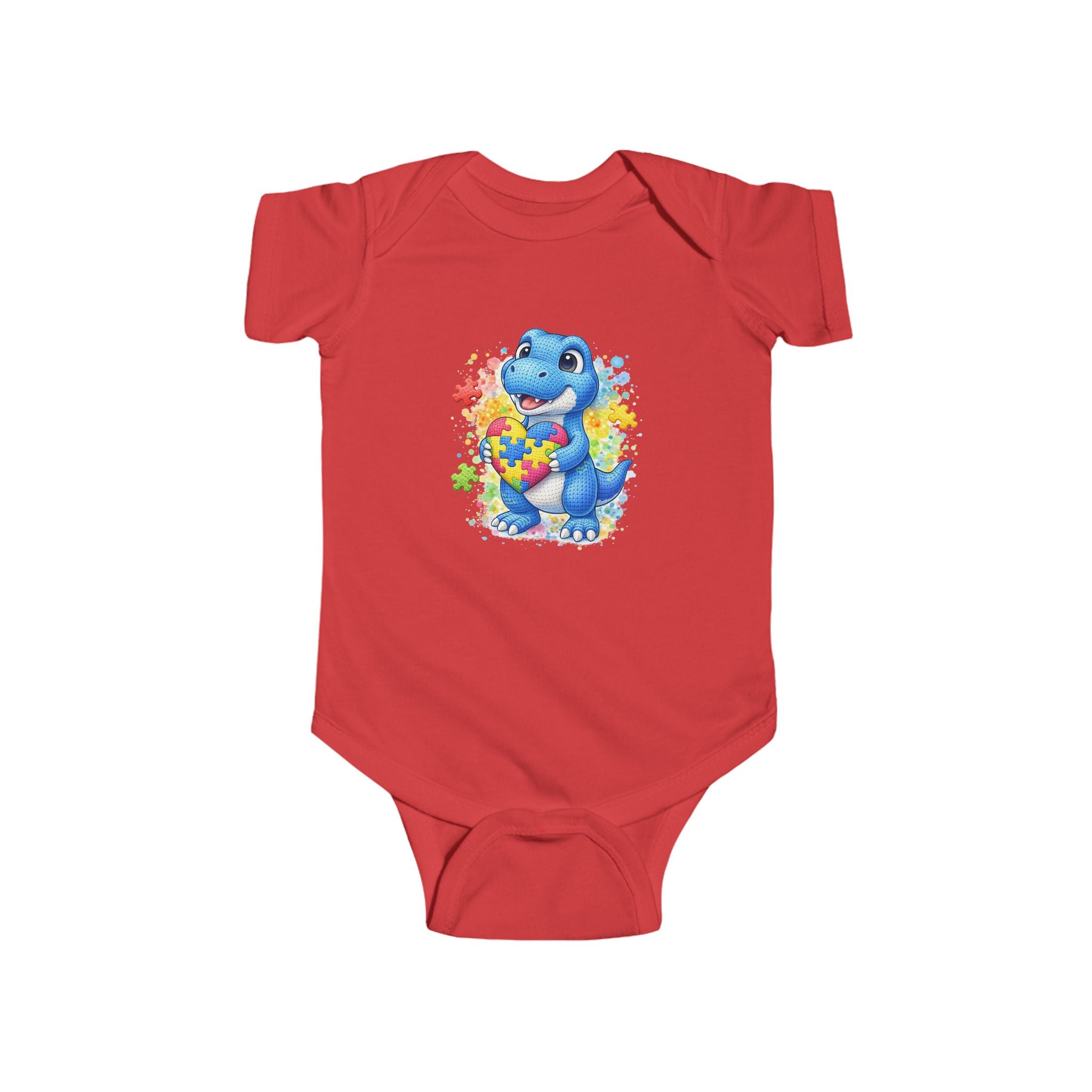 Cute Blue Dinosaur Baby Bodysuit – Floral Dino Infant Onesie