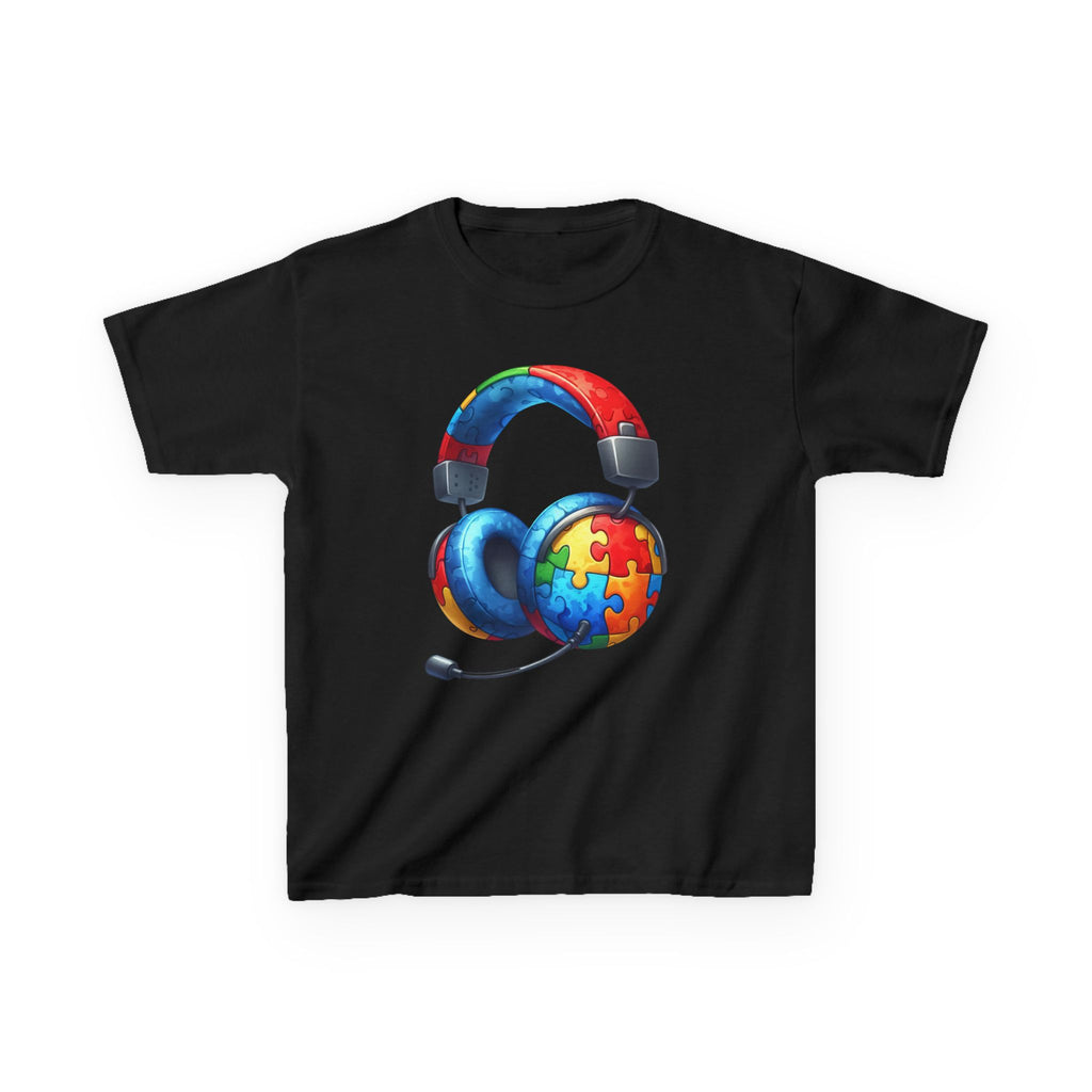 Kids Headset T‑Shirt with Puzzle Autism Awareness Design