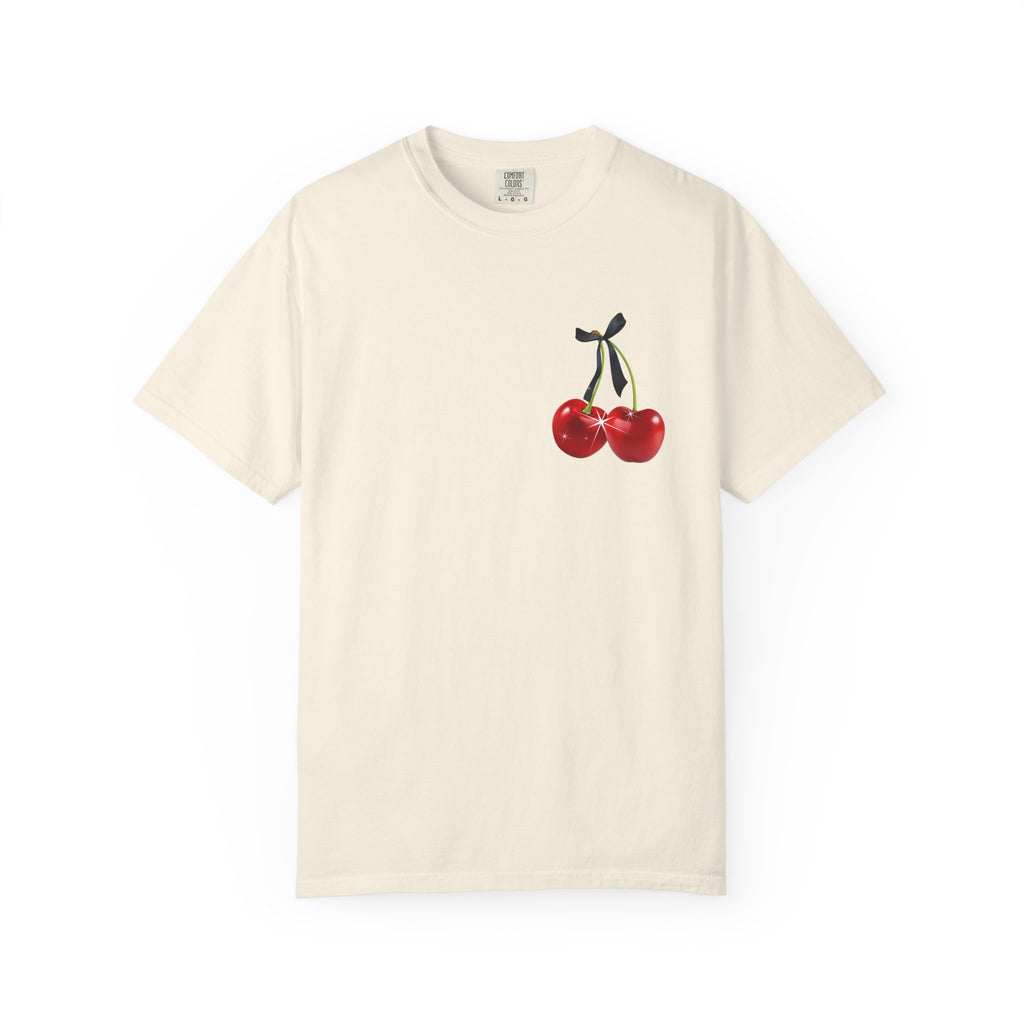 Cherry Graphic T-Shirt — Retro "Good Vibes" Back Print