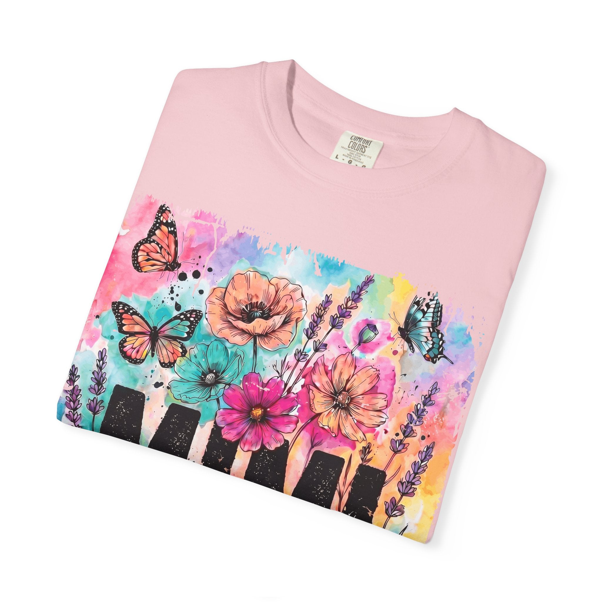 MIMI Floral Butterflies T-Shirt — Colorful Watercolor Garden Tee
