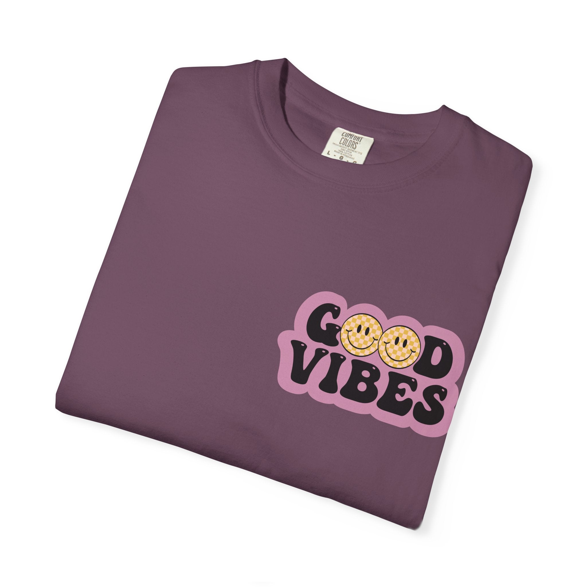Good Vibes Retro Graphic T-Shirt — Free Spirit Smiley Desert Design