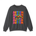 Autism Awareness Crewneck Sweatshirt — Colorful Puzzle Bow Design