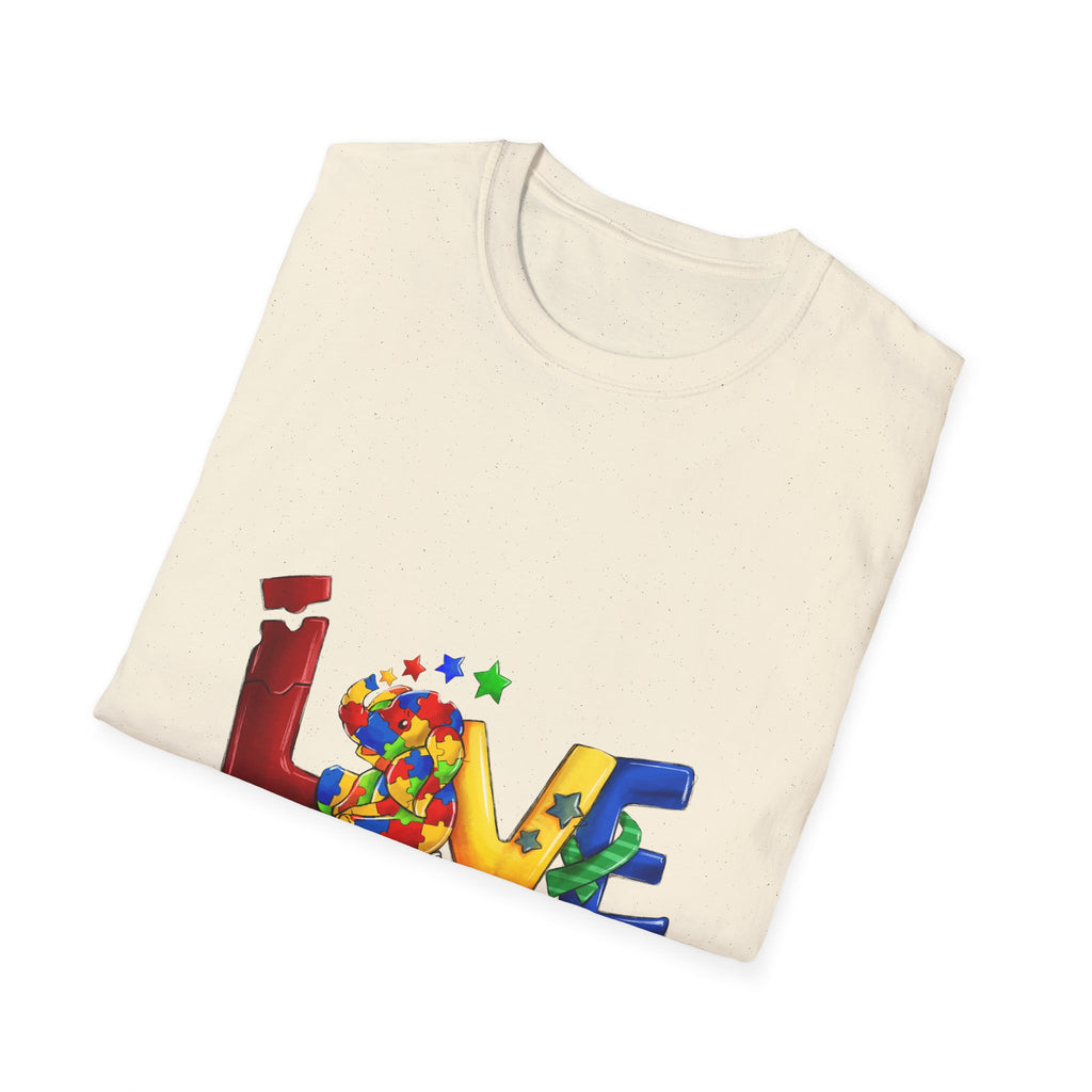 LOVE Needs No Words T‑Shirt — Colorful Puzzle Heart Autism Awareness Tee