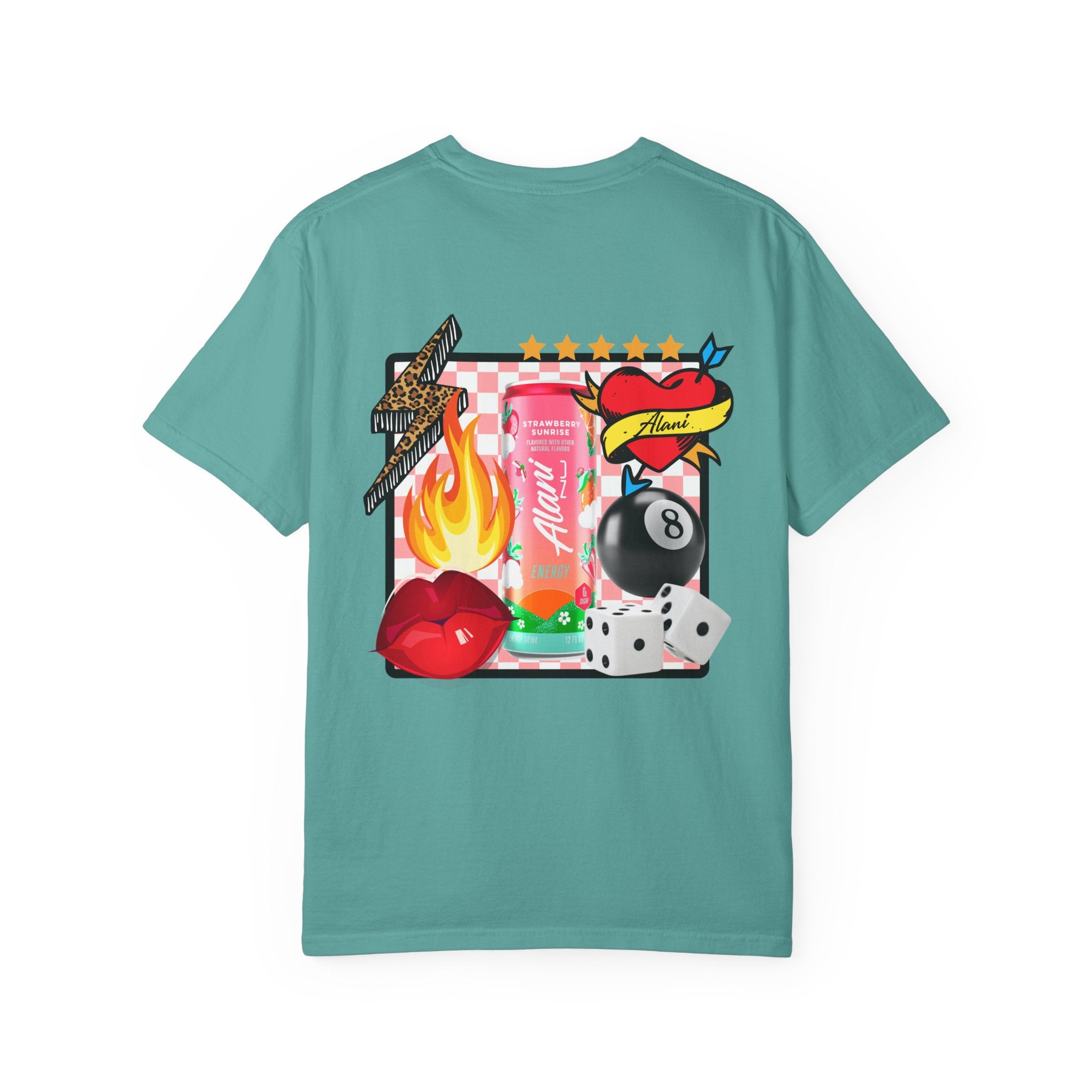Graphic T-Shirt — Retro Tattoo Collage with 'Aloha Nui' Can